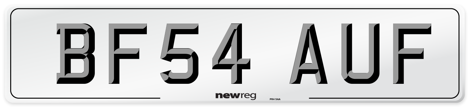 BF54 AUF Number Plate from New Reg